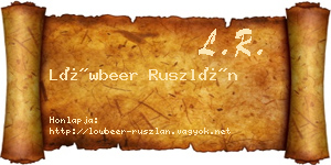 Löwbeer Ruszlán névjegykártya